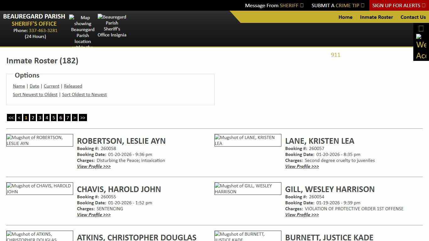 Inmate Roster - Current Inmates Booking Date Descending - Beauregard Parish Sheriff's Office